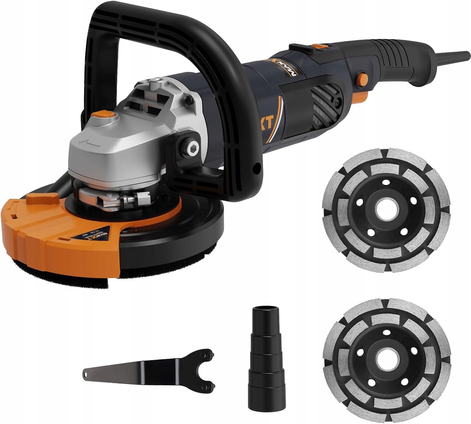Szlifierka do Betonu Kątowa Maxxt 1500W 125mm Reg. Obrotów 2 Tarcze Osłona