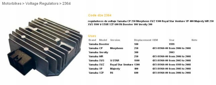 Dze Regulátor Napätia Yamaha Xvs 1100 R6 XVZ1300