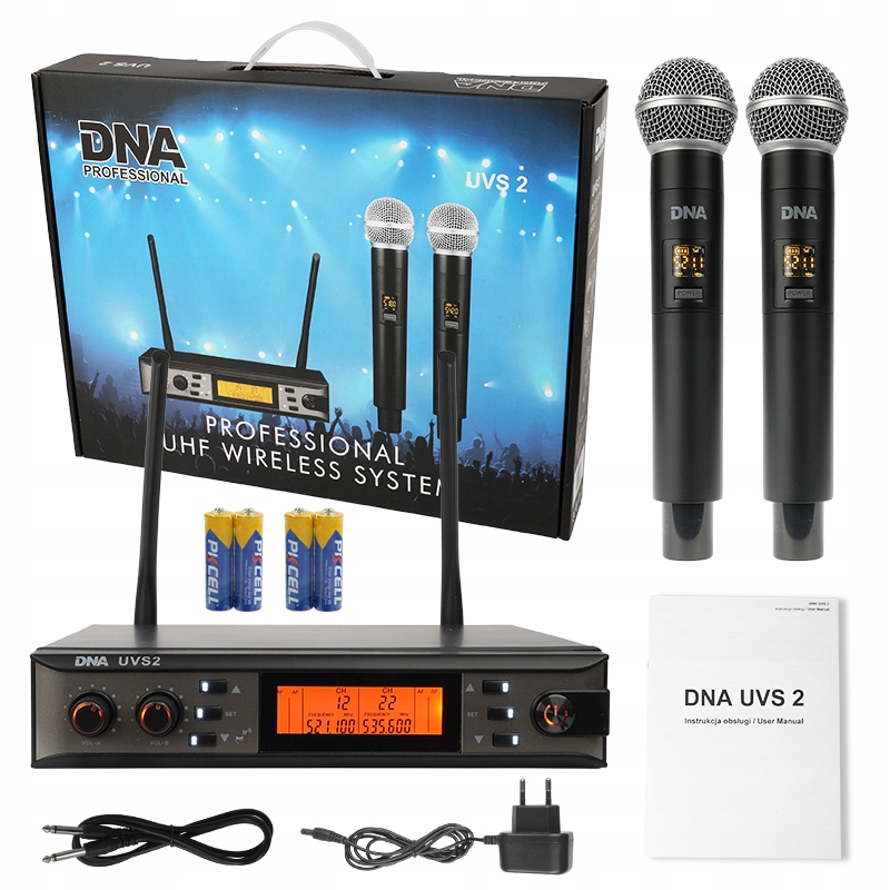 Sada 2 bezdrátových ručních mikrofonů 518-542 MHz Dna Uvs 2