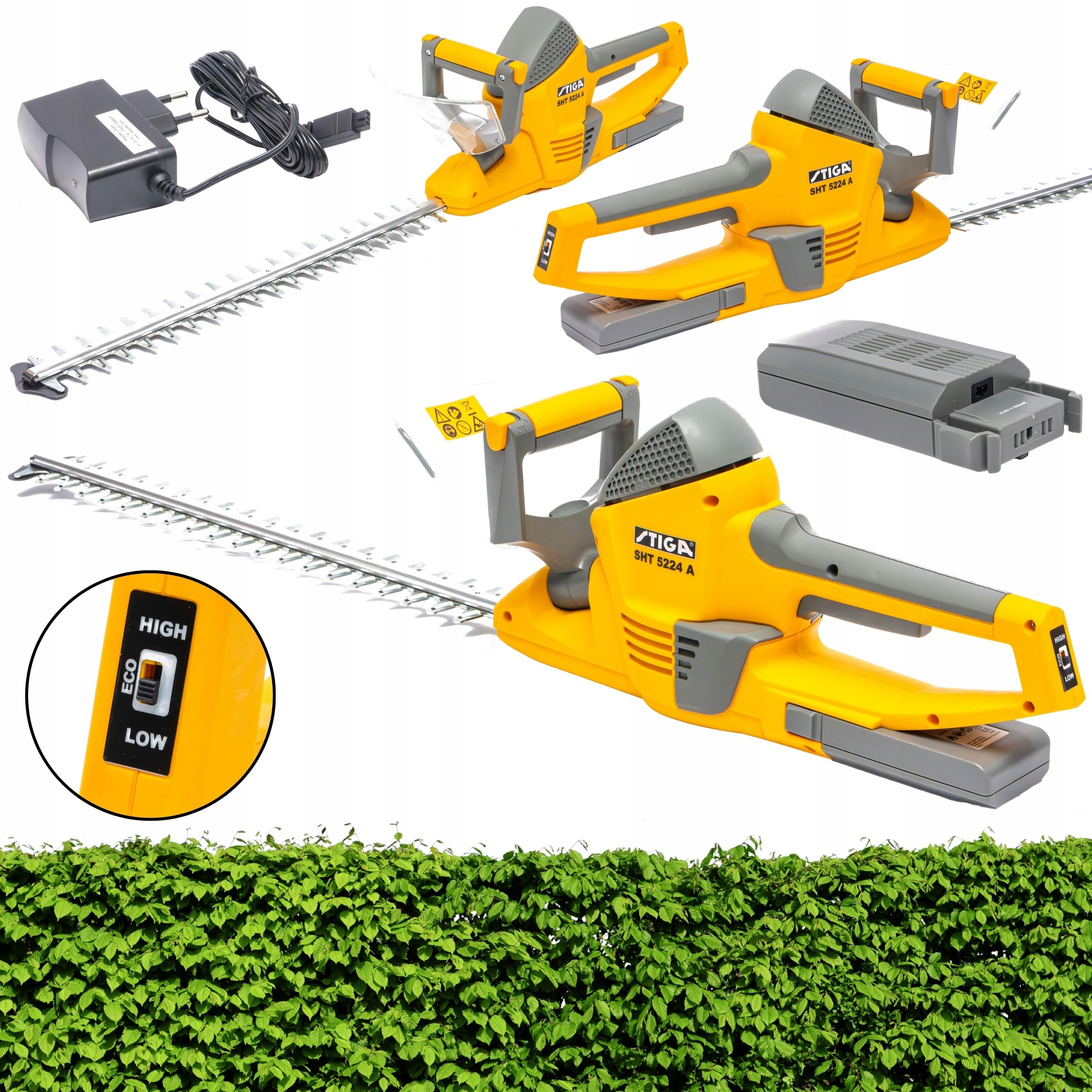Akumulátorové nůžky na živý plot Stiga Sht 5224 A 52 cm, nastavitelná rukojeť