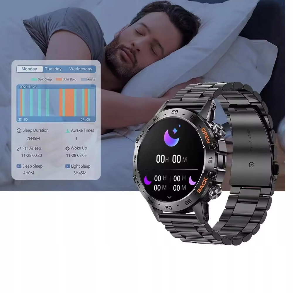 ZEGAREK SMARTWATCH MĘSKI Z CIŚNIENIOMIERZEM ROZMOWY MENU PL BATERIA 400 mAh Typ naręczny