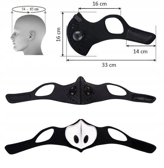 MASKA ANTYSMOGOWA SPORTOWA PRZECIWPYŁOWA + FILTRY HEPA PM2,5 CE PREMIUM Marka Bodu-Med