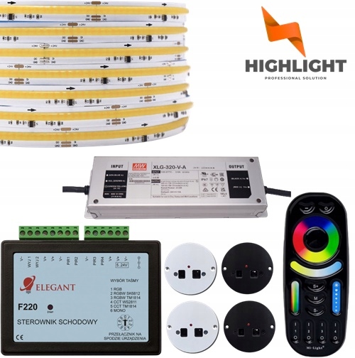 20m Schodiskový set Polovičné podlažie Cob Cct 11W 24V WS2811 Neon 4x Detektory