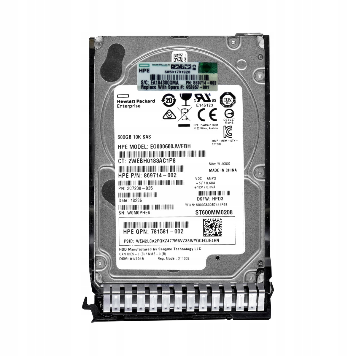 Hp 869714-002 600GB 10K 128MB SAS-3 2.5'' EG000600JWEBH