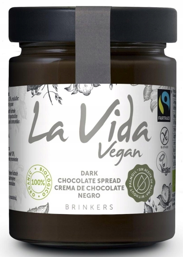 2x Krém z tmavé čokolády bezlepkový Fair Trade Bio 270 g La Vida