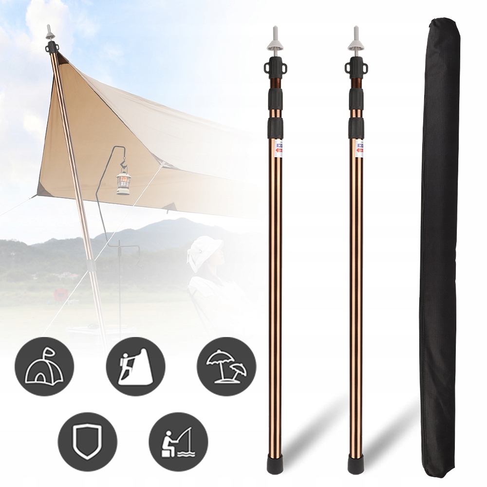 3-SEKČNÍ Hliníkové Teleskopické Sloupky Pro Markýzy A Houpací Sítě, Hnědé