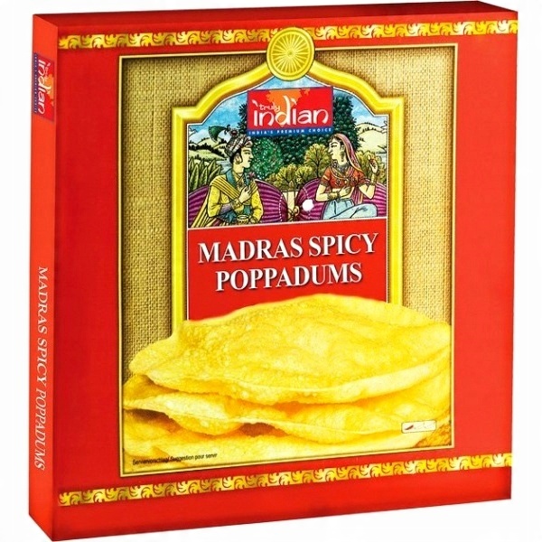 

Indyjskie Placki Poppadums Madras Pikantne 112g