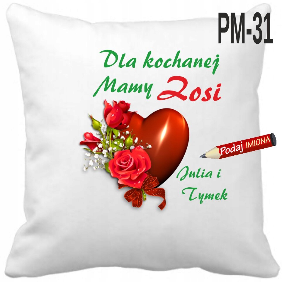 

Poduszka Dzień Matki z imionami życzenia dla Mamy