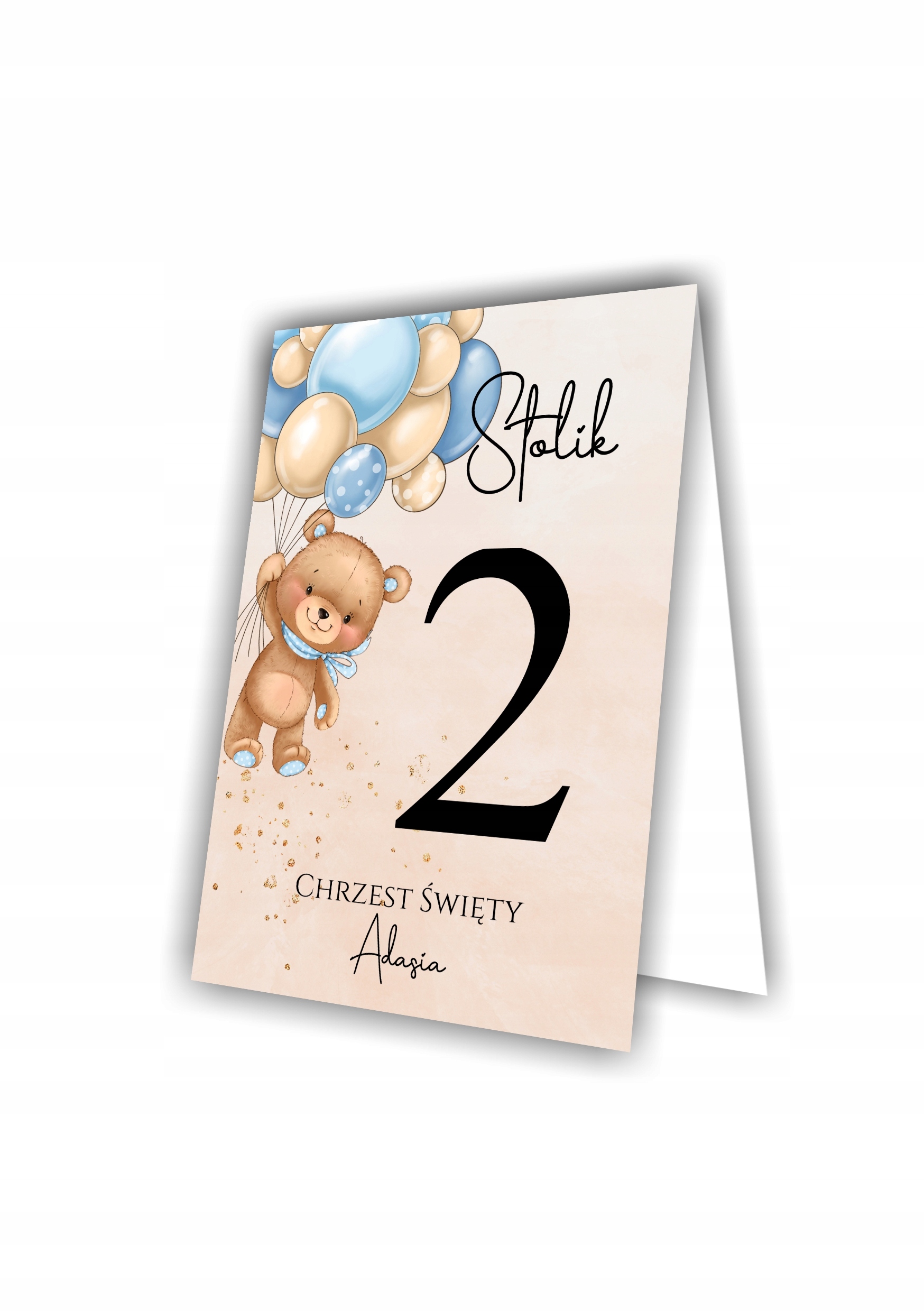 Numery stołów CHRZEST ŚWIĘTY, ROCZEK, URODZINY z misiem