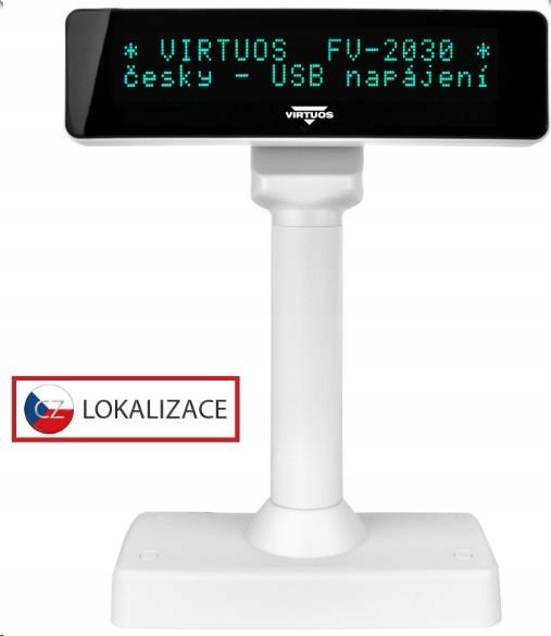 Virtuos Vfd zákaznícky displej Virtuos FV-2030W 2x20 9mm, Usb, biely…