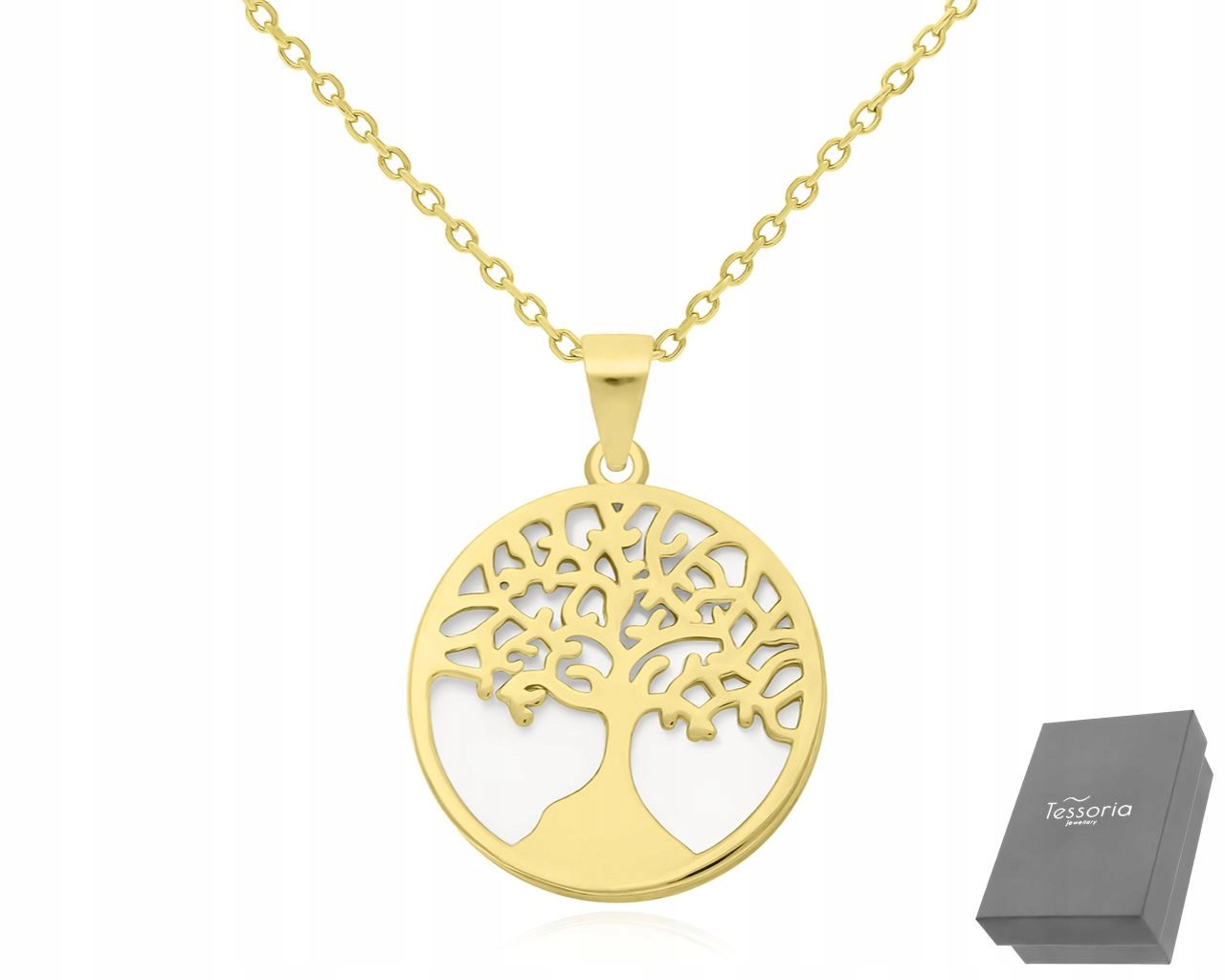 Zlatý Řetízek S Stromkem Štěstí Perlová Hmota délka 55 cm ryzost 925