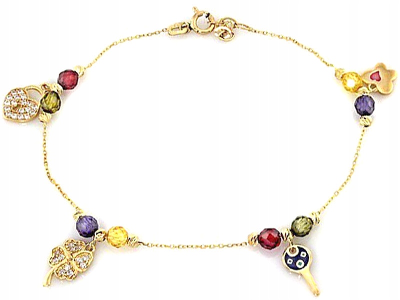 

Złota Bransoletka 585 Z Przywieszkami Charms