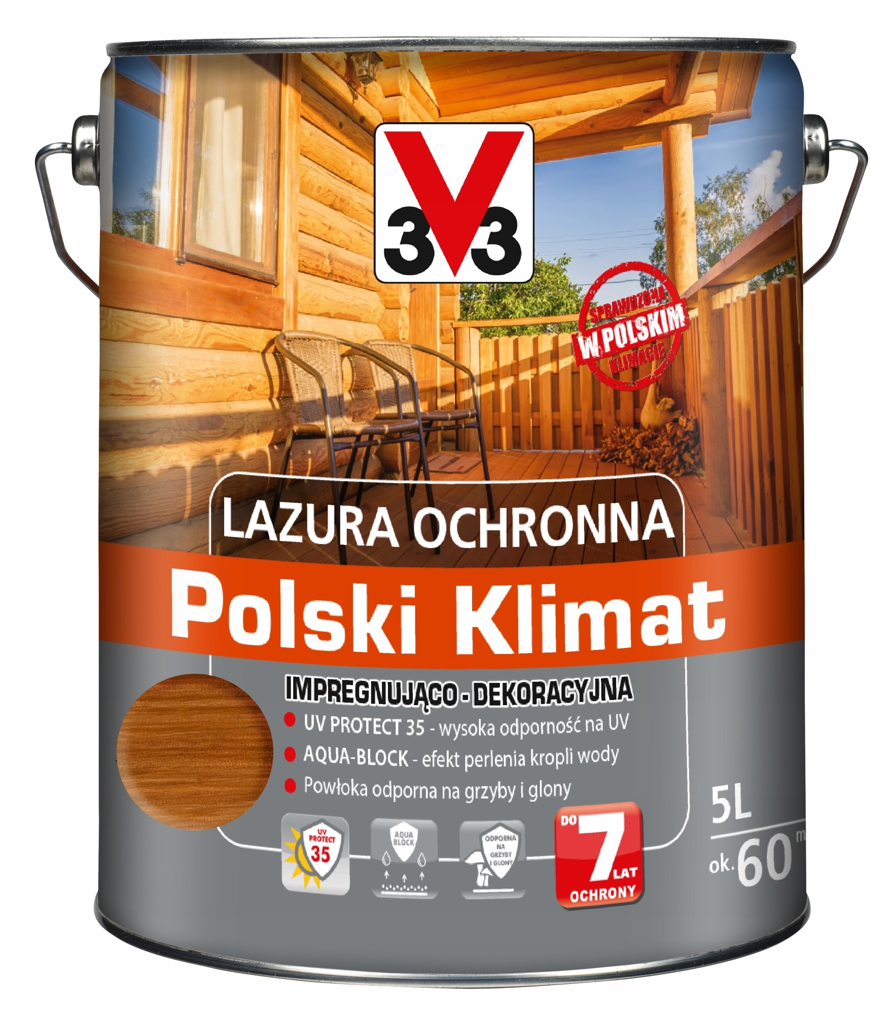 V33 lazura impregnująca ochronna do drewna tek 5L