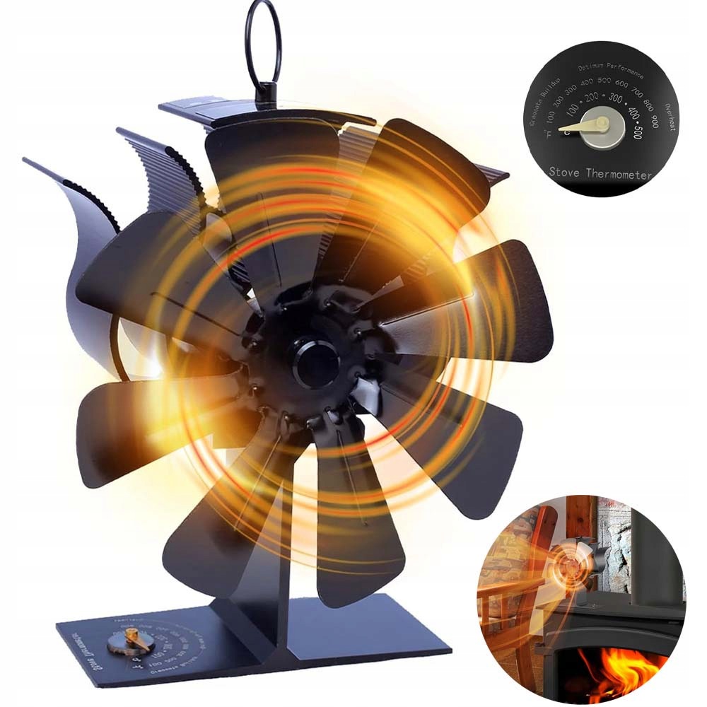 Krbový Ventilátor, Ventilátor Pro Kamna Bez Elektřiny, Ventilátor 8 Lopatek