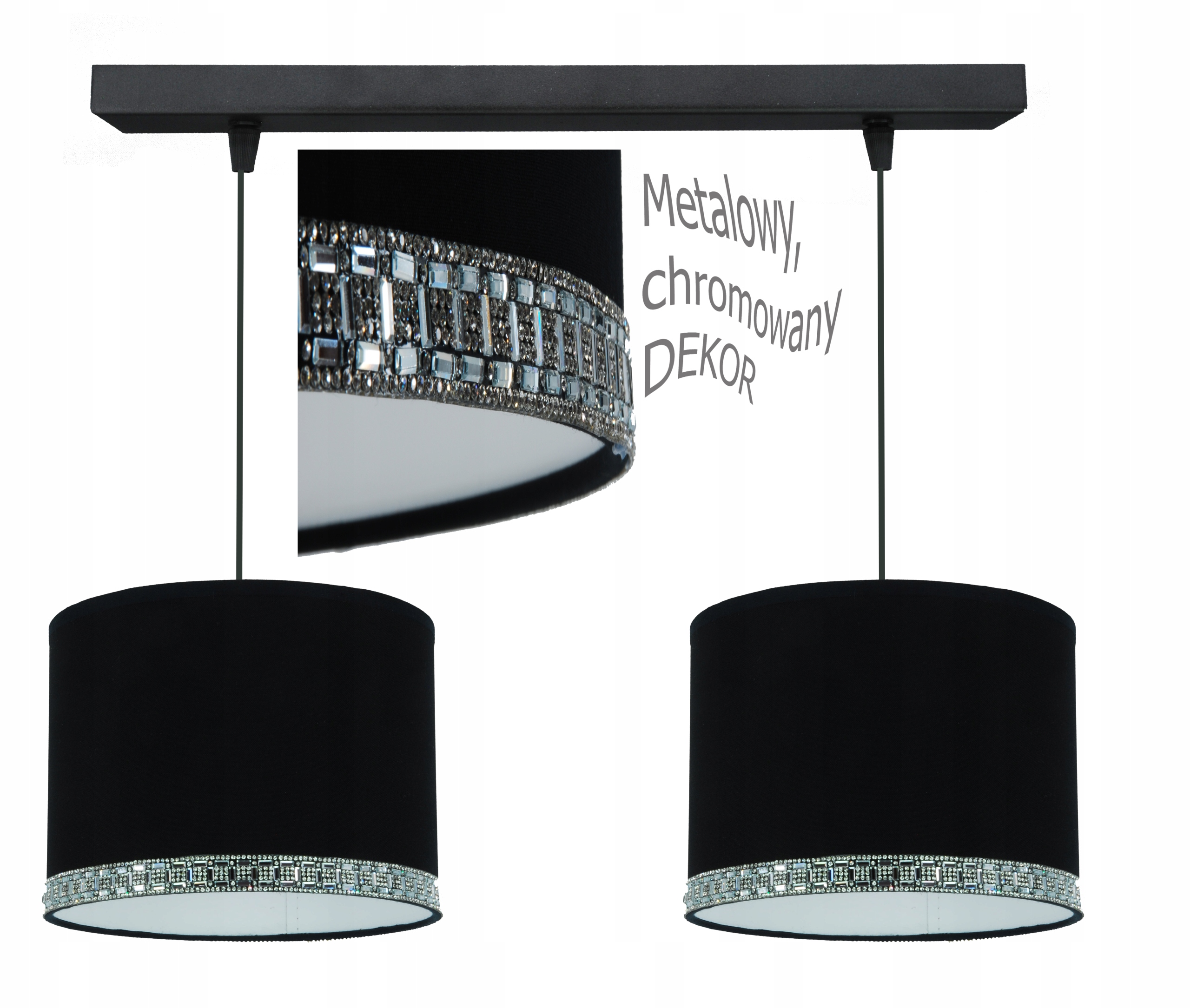 Módní závěsná stropní lampa, moderní lustr Černé stínidlo dekorace 20 cm