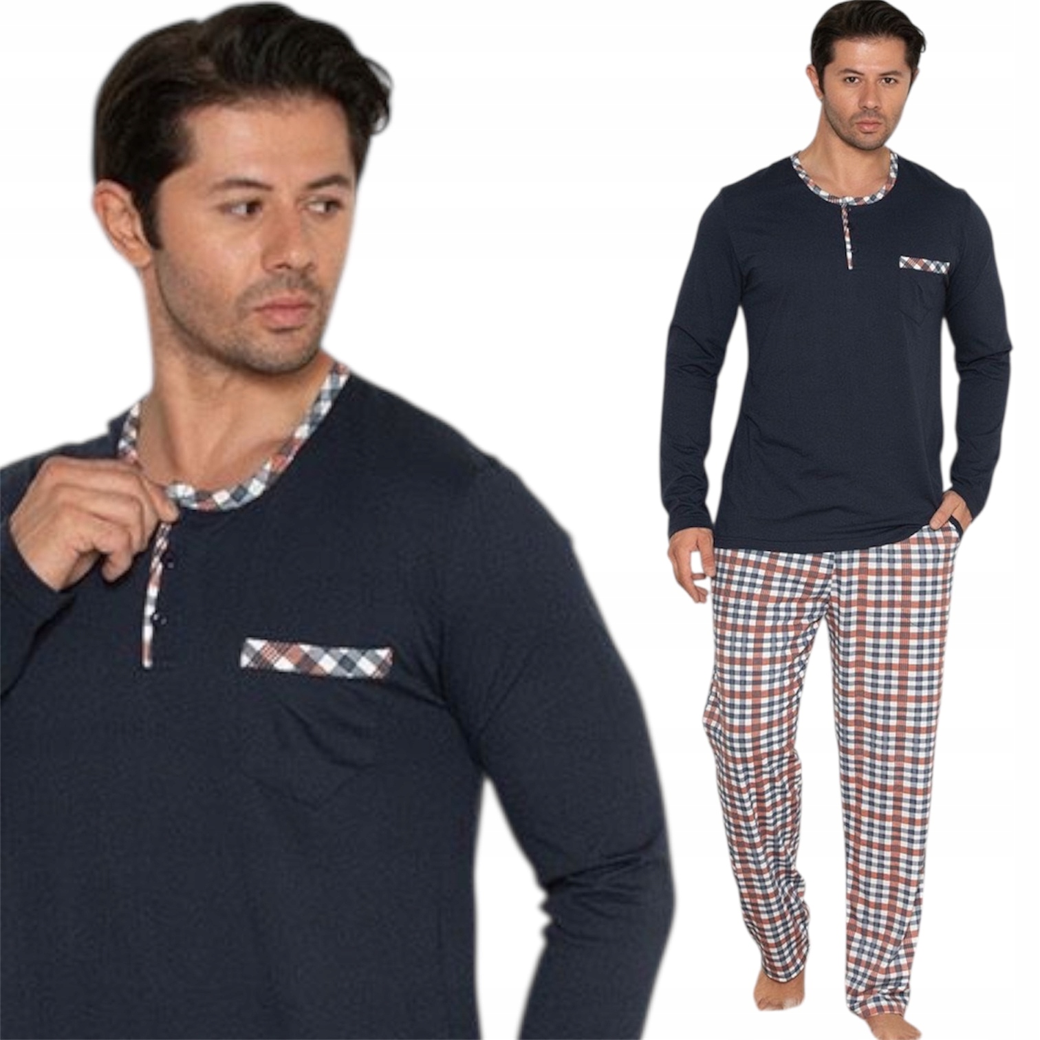 МУЖСКИЕ ПИЖАМЫ С ДЛИННЫМИ РУКАВАМИ, ДЛИННЫЕ БРЮКИ ИЗ 100% ХЛОПКА MORELLA