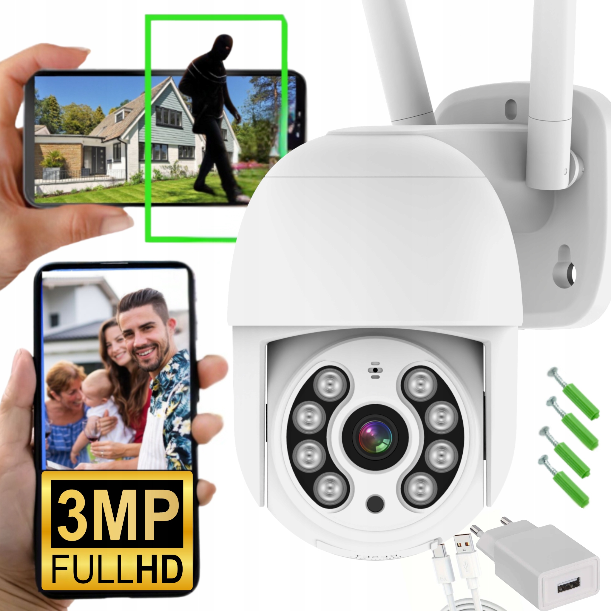 Vonkajšia Wifi Kamera Fullhd 3MPX Otočná 3MP Zoom 4X Detekcia Monitorovanie