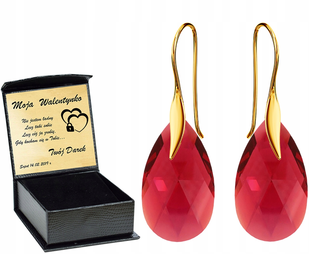 

Złote Kolczyki Almond Style Hook Swarovski Grawer