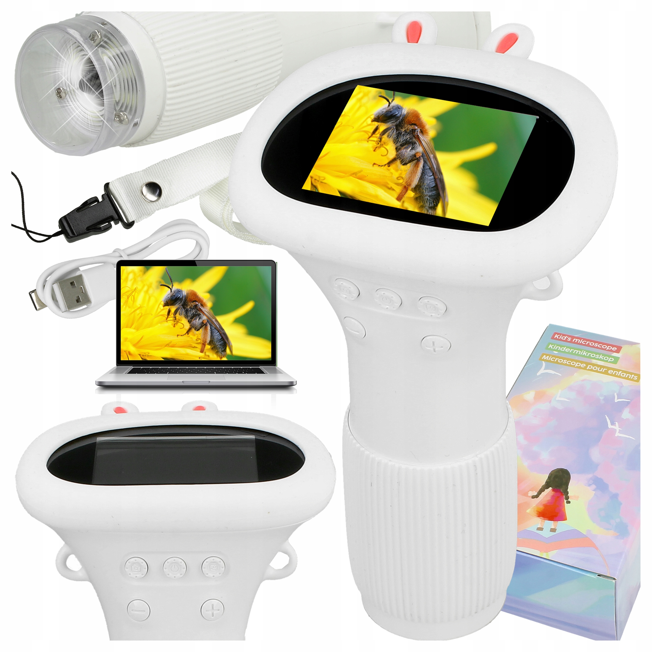 Mini Digitální mikroskop pro děti Kapesní Hd zoom 1000x Usb Sd