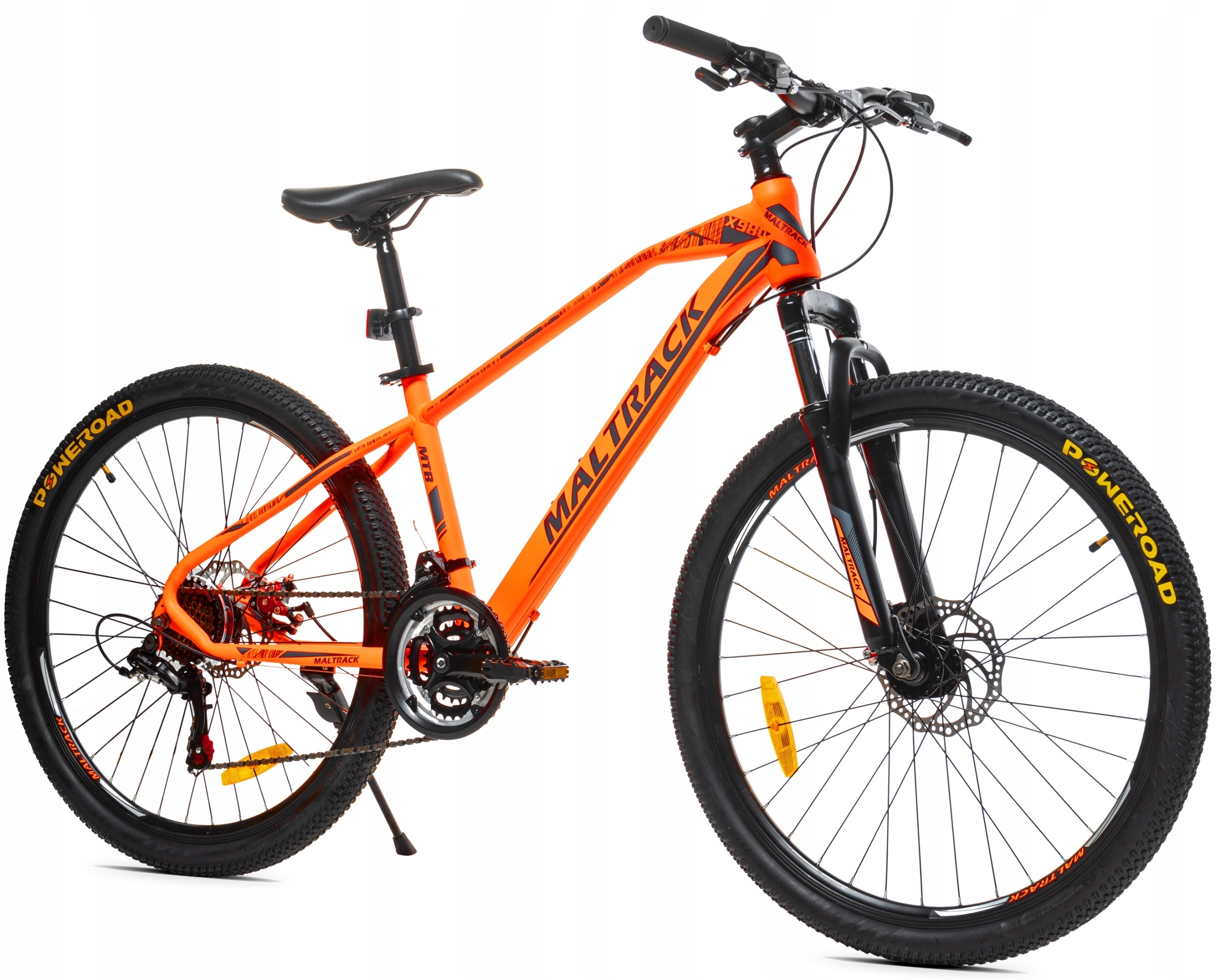 ROWER GÓRSKI MTB SHIMANO 26" 2x HAMULCE TARCZOWE RAMA 18" ODBLASKI ŚWIATŁA Model STRIPE