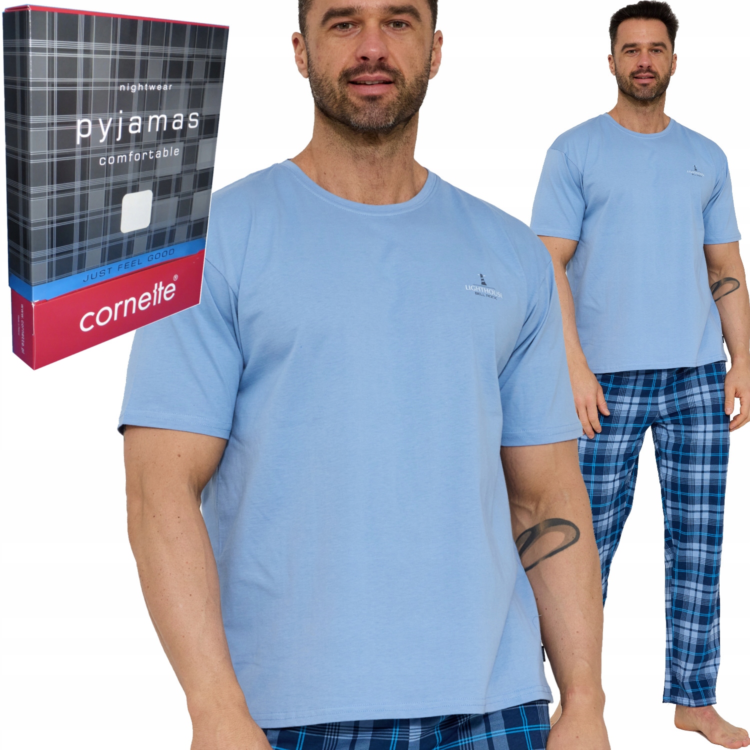 Cornette pánské pyžamo bavlna 134/216 Bell Rock modré XL