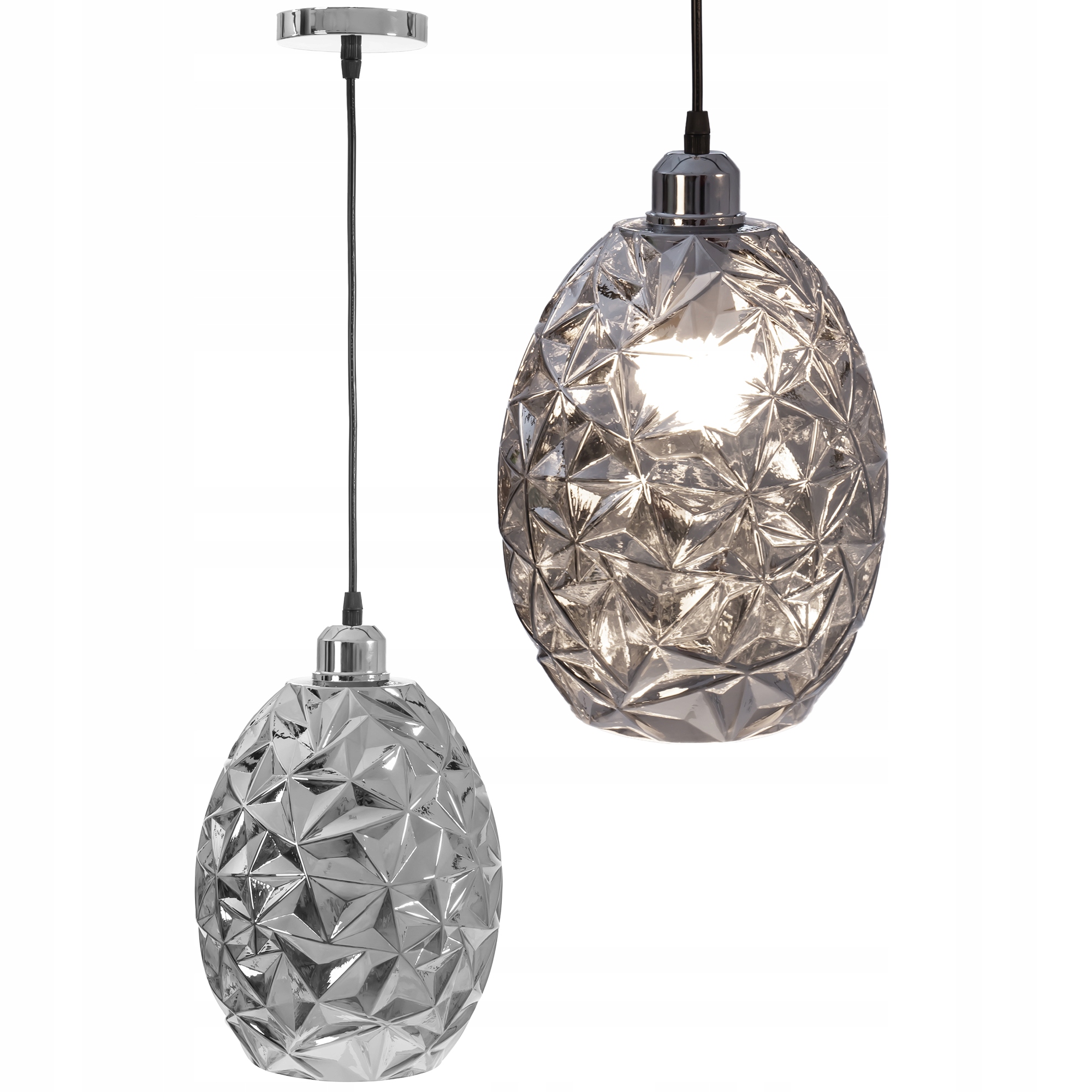 

Lampa Sufitowa Wisząca Szklana Chromowana Glamour