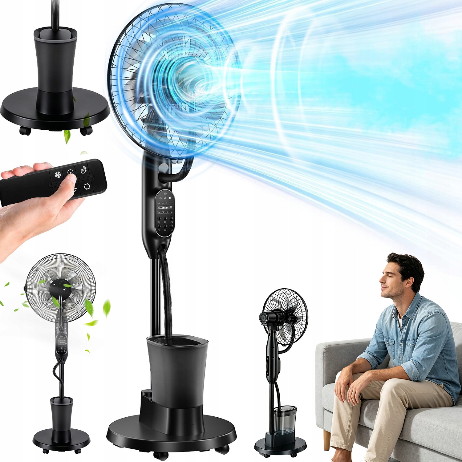 Stojanový Ventilátor S Mlhou Ticho 45 Db Bezhlučný Provoz V Ložnici