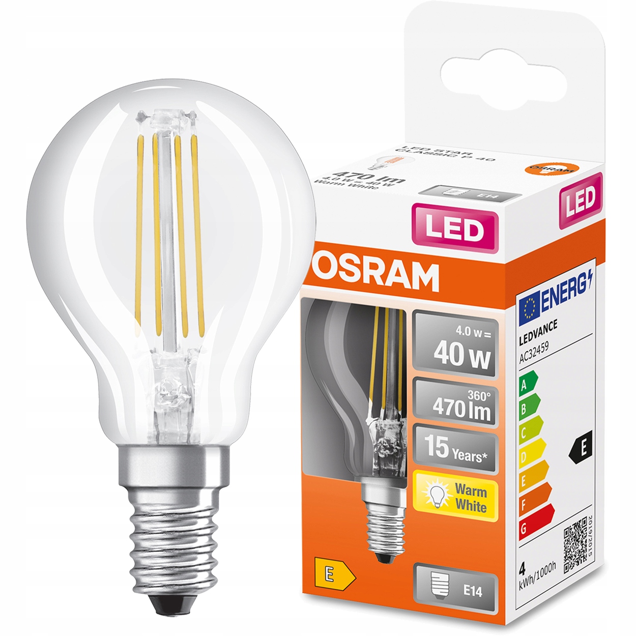 

Żarówka Led Mała Kulka E14 4W 40W 2700K Osram
