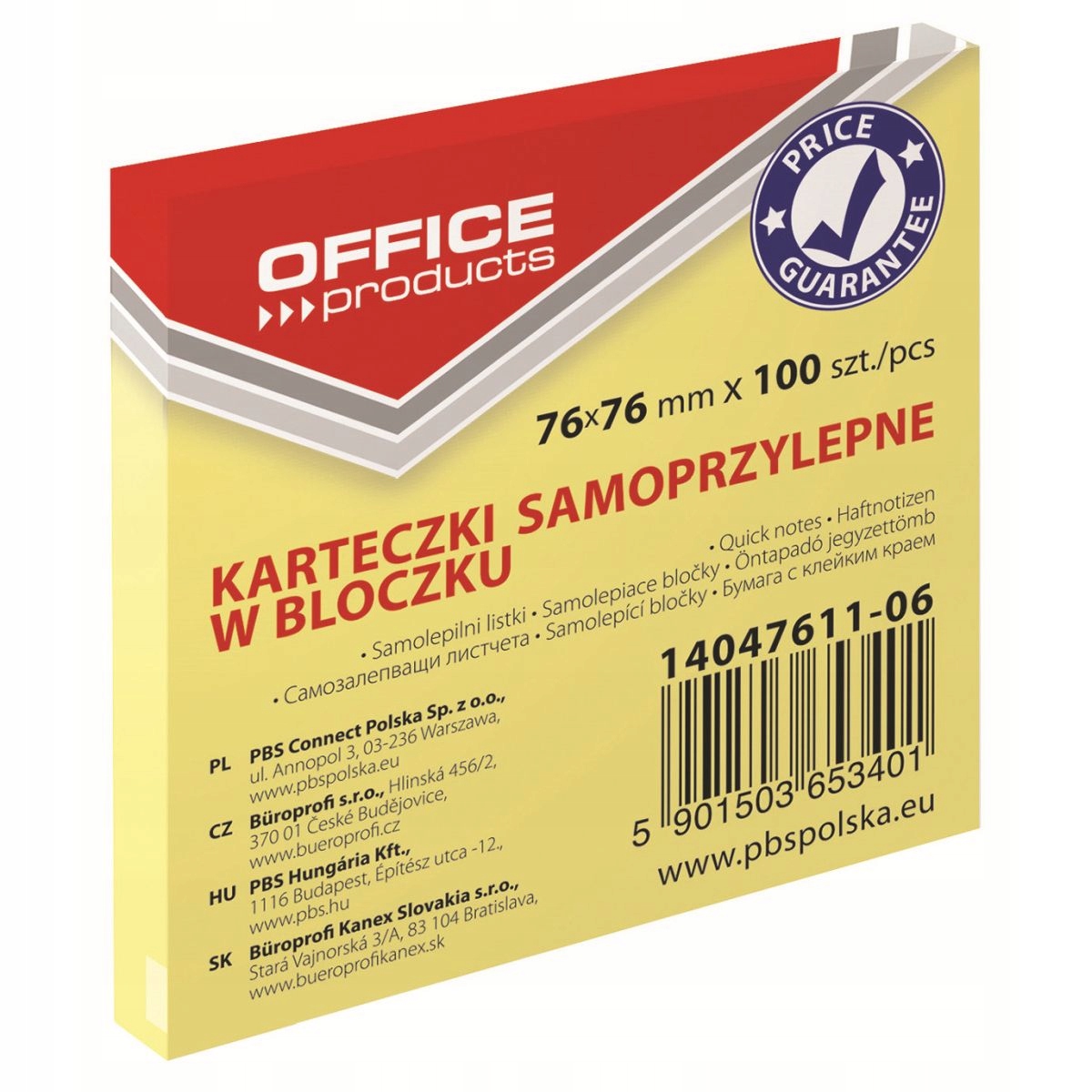 

Notes samoprzylepny Office 76x76 100k Żółty