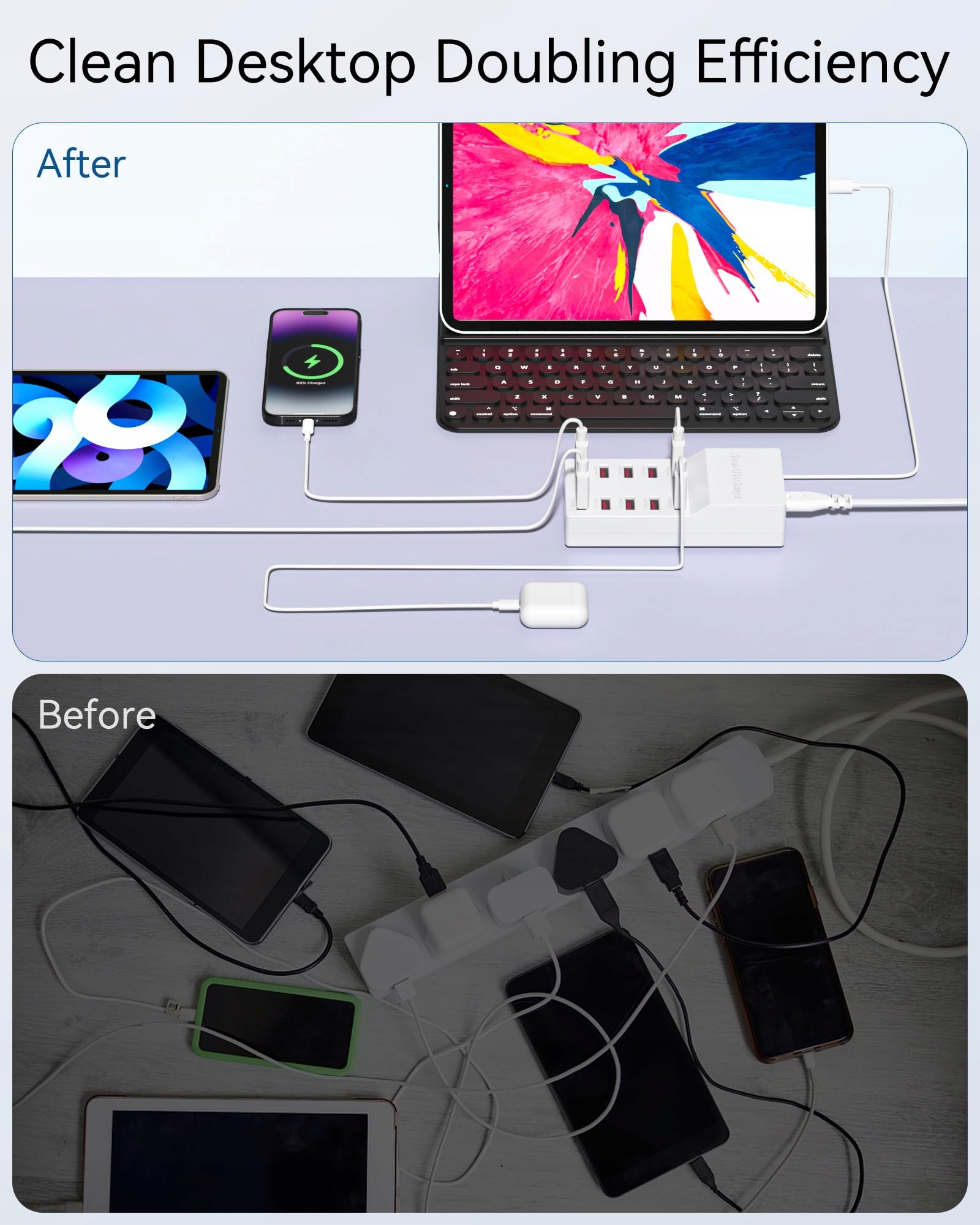 BINAMAO 50W 10-Port USB Charger for iPhone iPad Samsung Huawei — miniatura 6