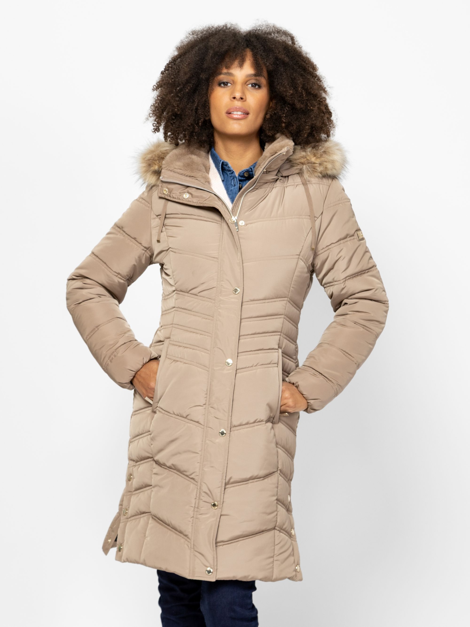 Heavy Tools Dámský Prošívaný Zimní Kabát NIMBIW25 Taupe Béžový XXL