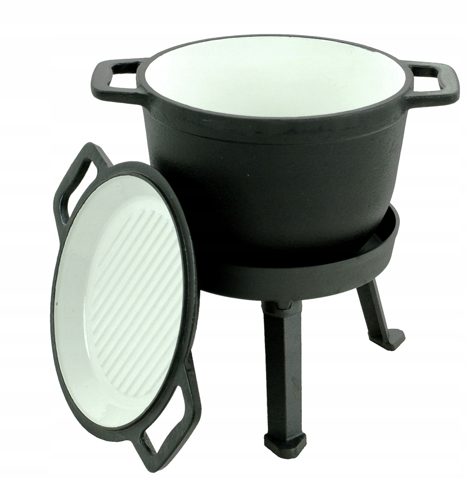 KOCIOŁEK Myśliwski 8 L EMALIOWANY Garnek na OGNISKO PATELNIA Grill Emalia Producent Rossner