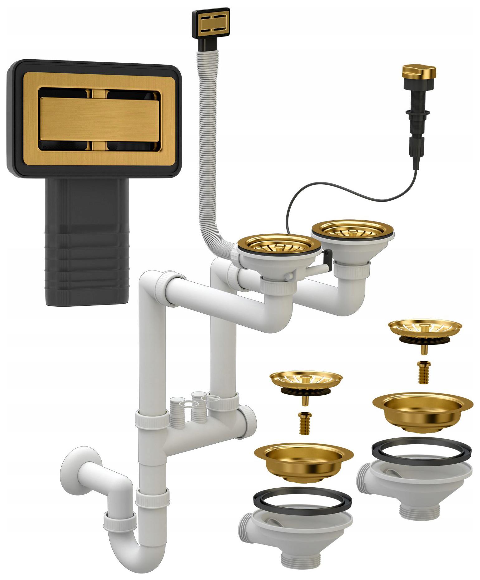 Obdĺžnikový Automatický Dvojkomorový Sifón Zlatý