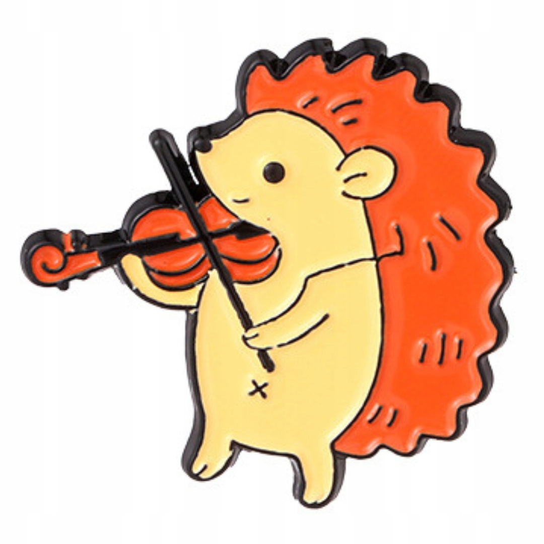 Przypinka Metal Rudy Jeżyk Ze Skrzypcami Jeż Pin