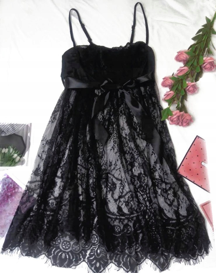 SEKSOWNA KORONKOWA KOSZULKA NOCNA DAMSKA 5XL Kolor czarny