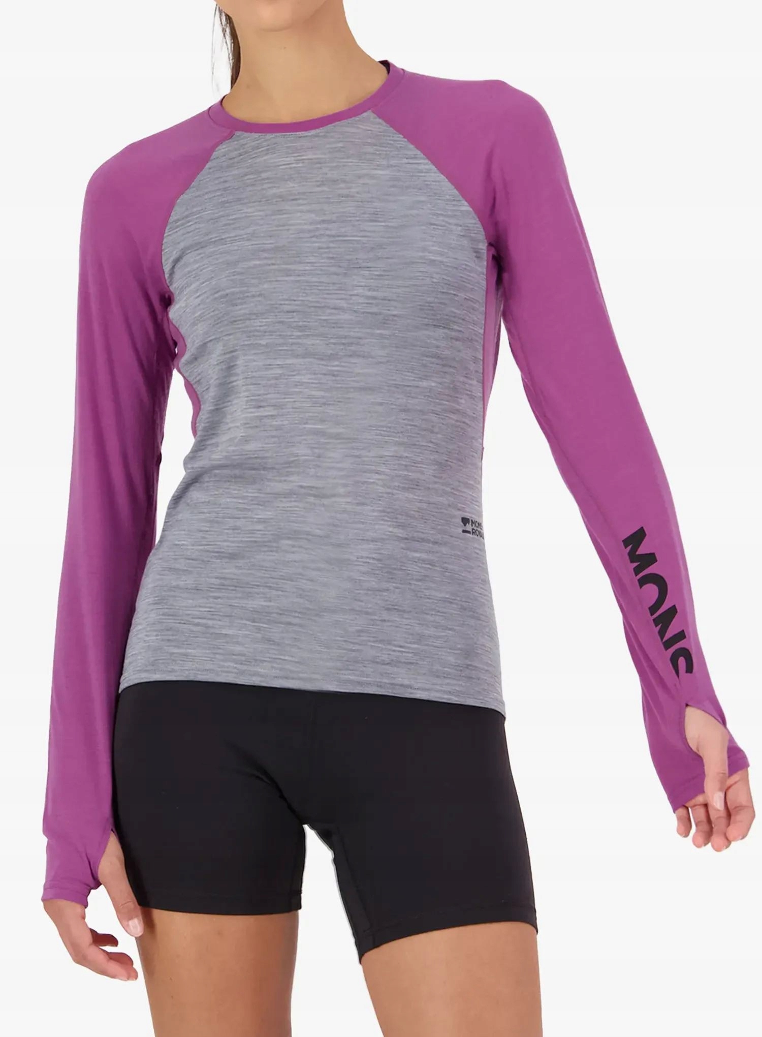 Bluza termoaktywna damska Mons Royale Bella Merino Ls purple bolt/grey M