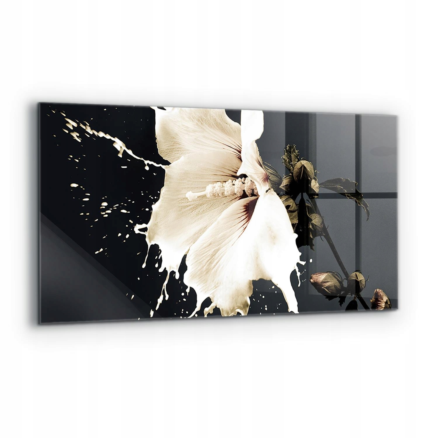 Nástenný abstraktný panel Biely kvet 120x60 cm