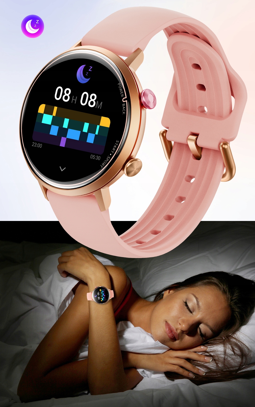 SMARTWATCH DAMSKI WODOODPORNY 5ATM DO PŁYWANIA AMOLED SMS POMIARY SPORT PL Rodzaj cyfrowe