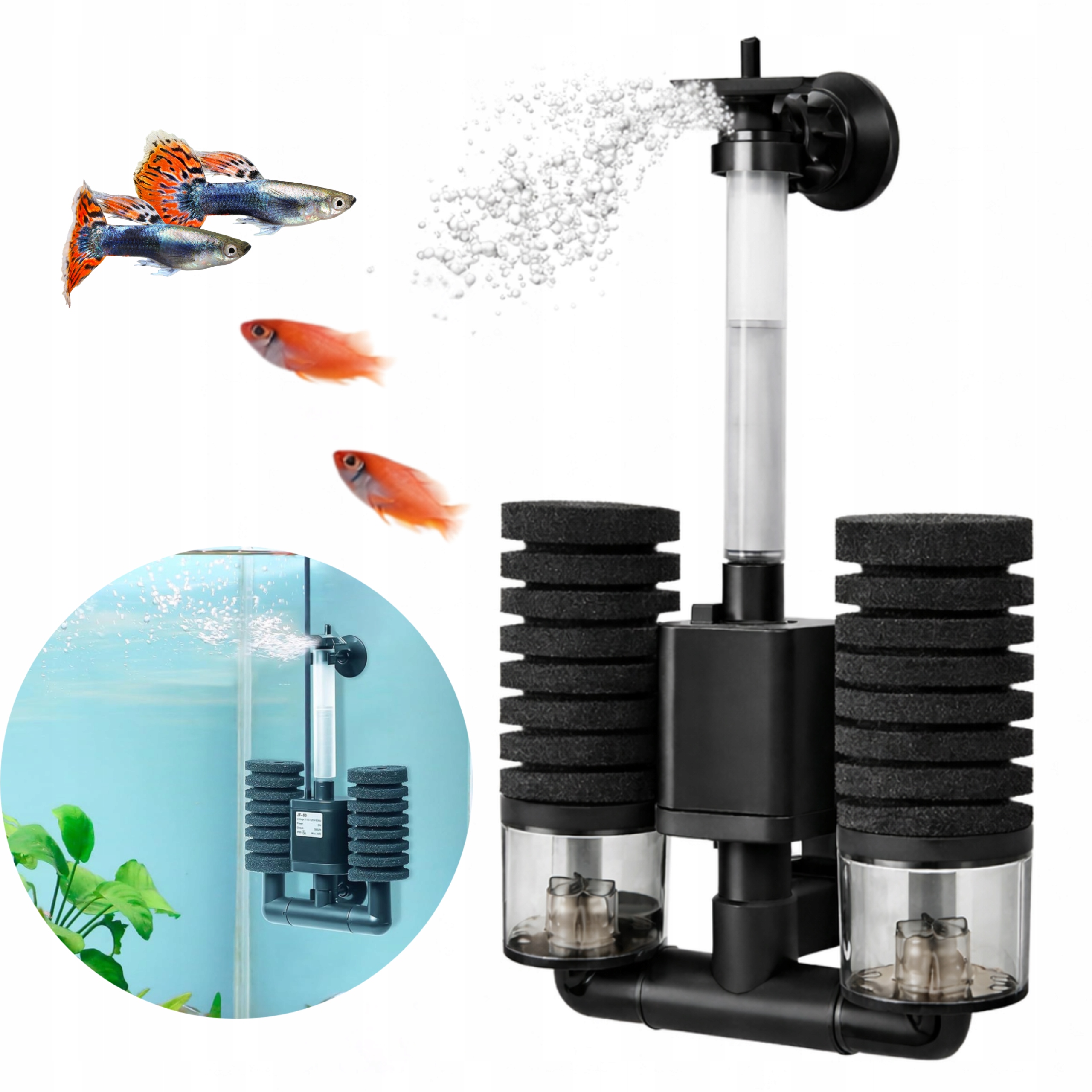Filtr Gąbkowy z Pompką do Akwarium Krewetkarium 20-80L