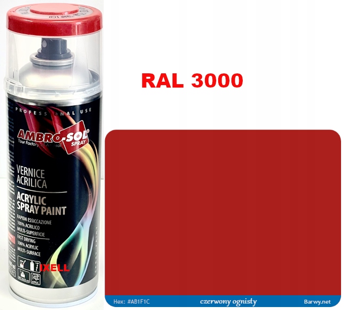 

Ral 3000 Lakier Akryl Spray czerwony Połysk 1233