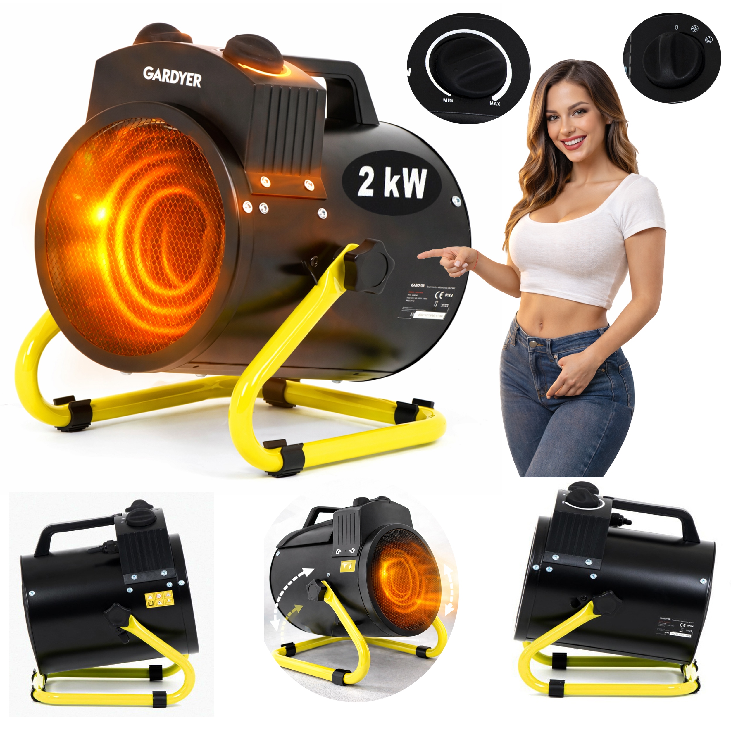 Elektrický Ohřívač Topení 2000 W Spirála++ Farelka Termostat Pro XXL