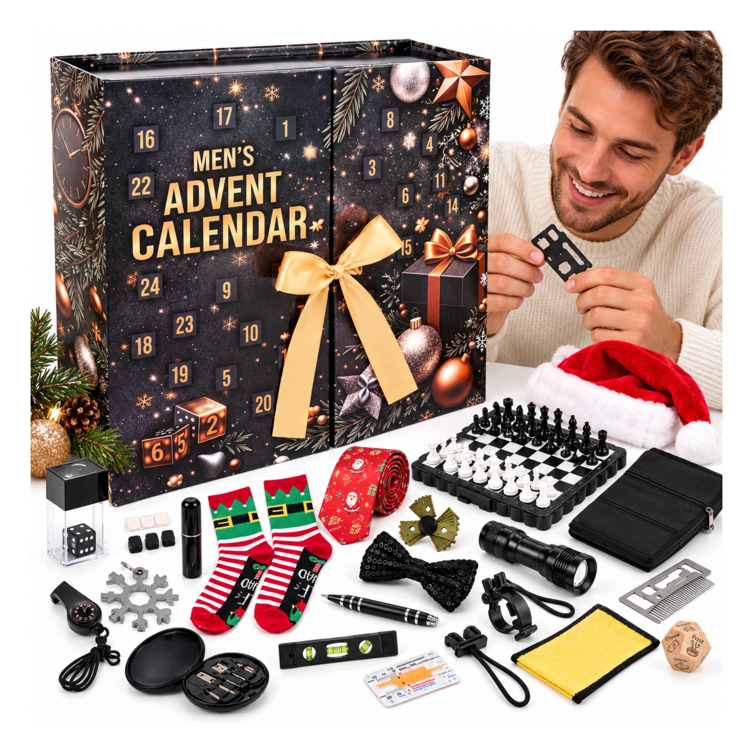 Adventní kalendář pro muže Sada gadgetů Dárek k Vánocům 2026