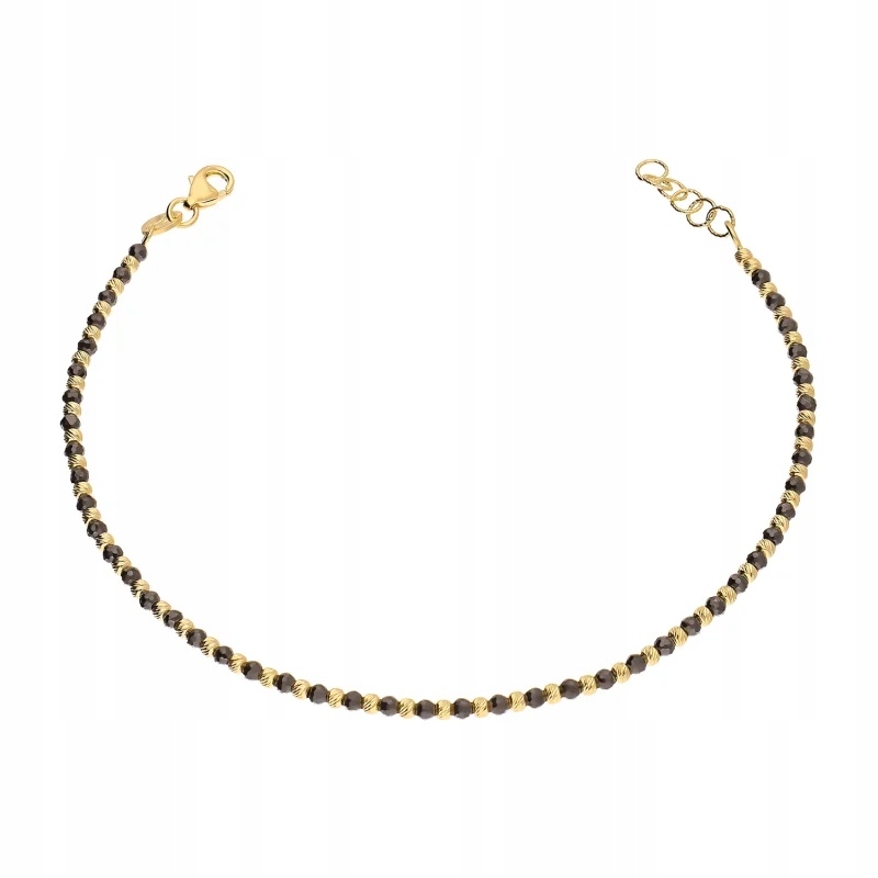 Zlatý náramek 585 s gravírovanými žlutými a černými kuličkami jako dárek