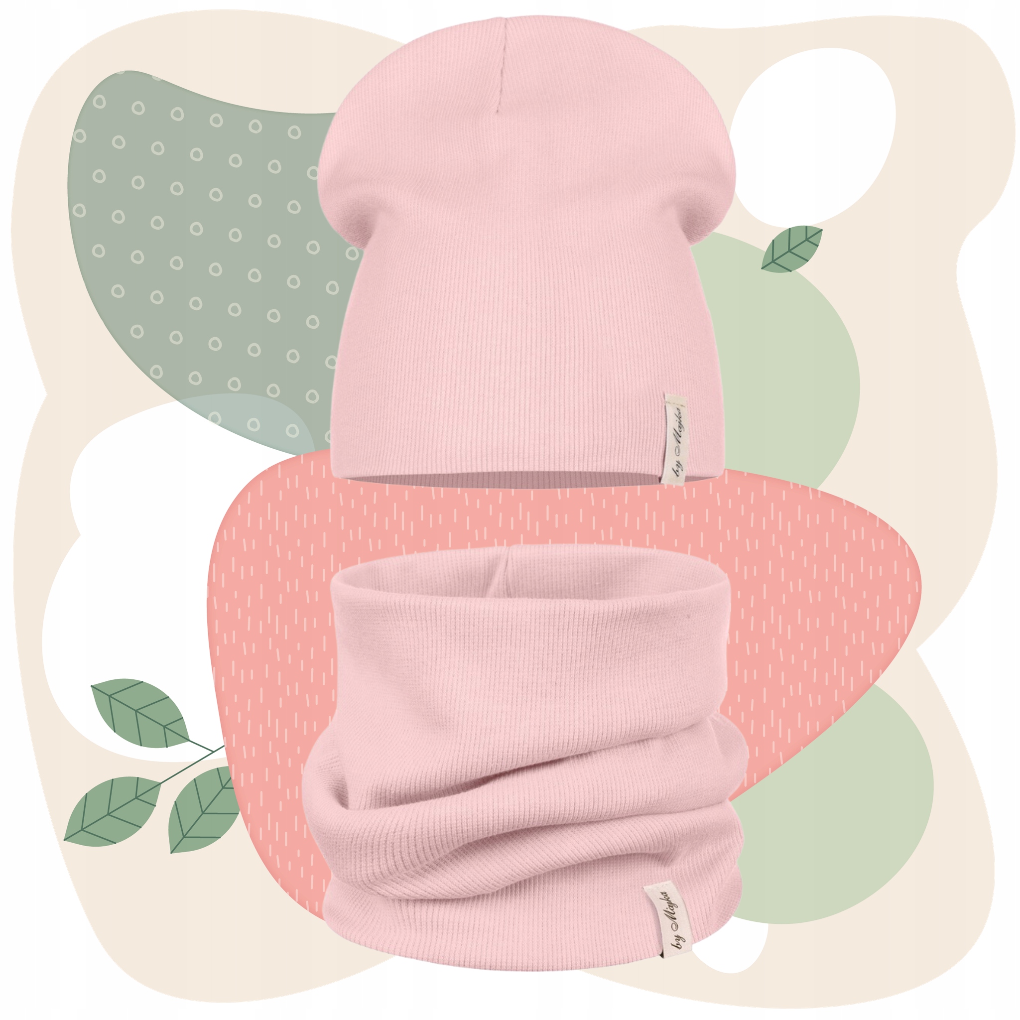 ZESTAW DAMSKI RÓŻOWY CZAPKA KOMIN BAWEŁNIANY PODWÓJNY MATERIAŁ ZIMOWY Rozmiar uniwersalny