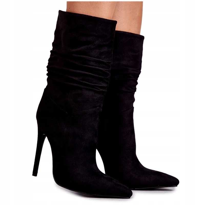 Dámské Nařasené Kotníkové Boty Kozačky Černé 40