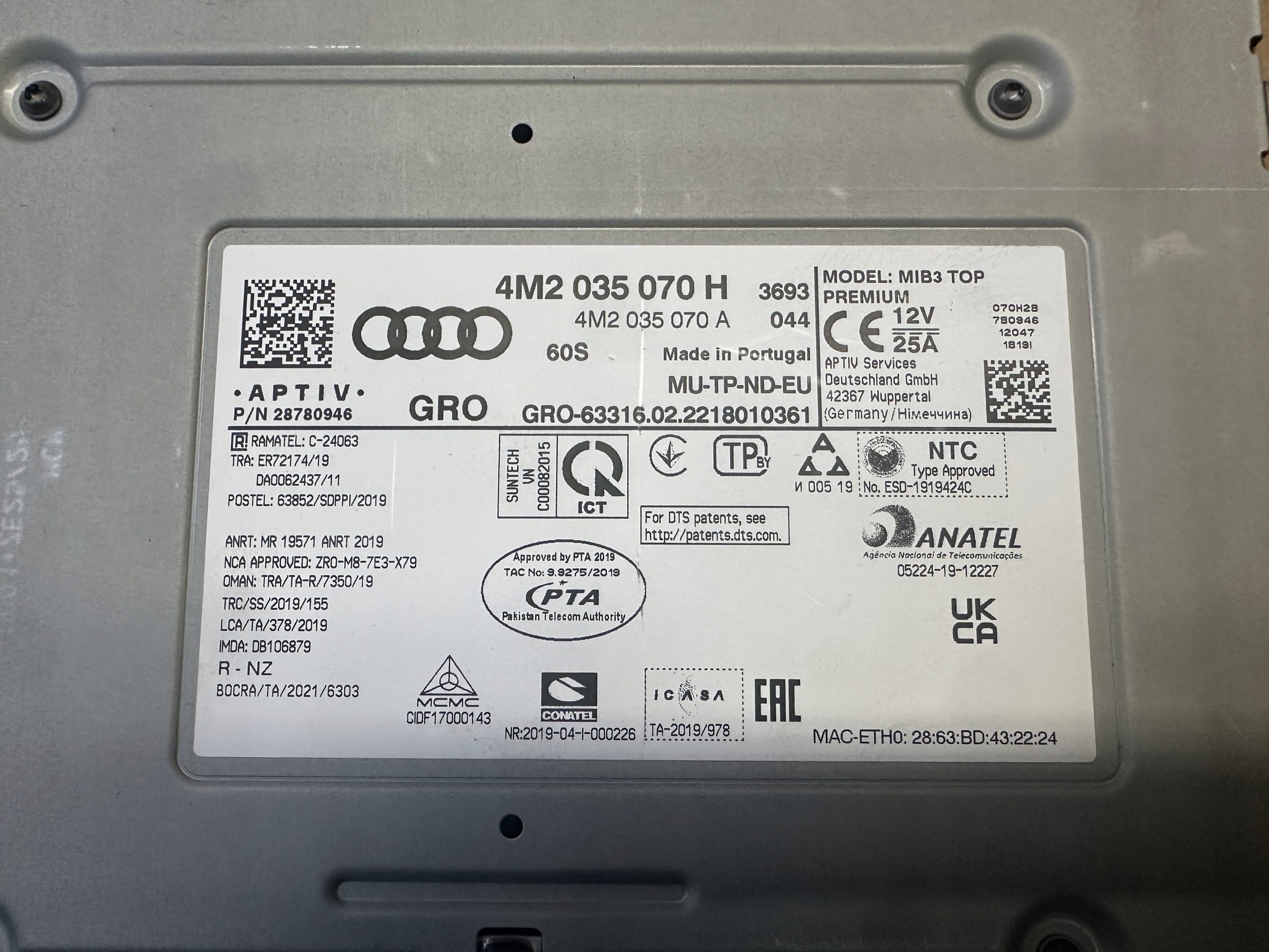 AUDI A6 A7 A8 Q7 Q8 control unit CENTRALNY 4M2035070H