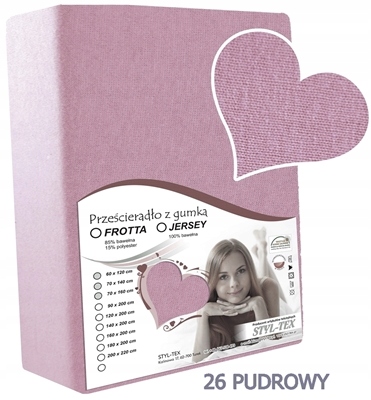 PRZEŚCIERADŁO JERSEY Z GUMKĄ 70x200 JAKOŚĆ Wymiary 70x200cm