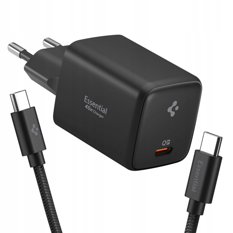 Spigen Síťová nabíječka Usb-c Pd Pps 45W 1m Usb-c kabel (černá)