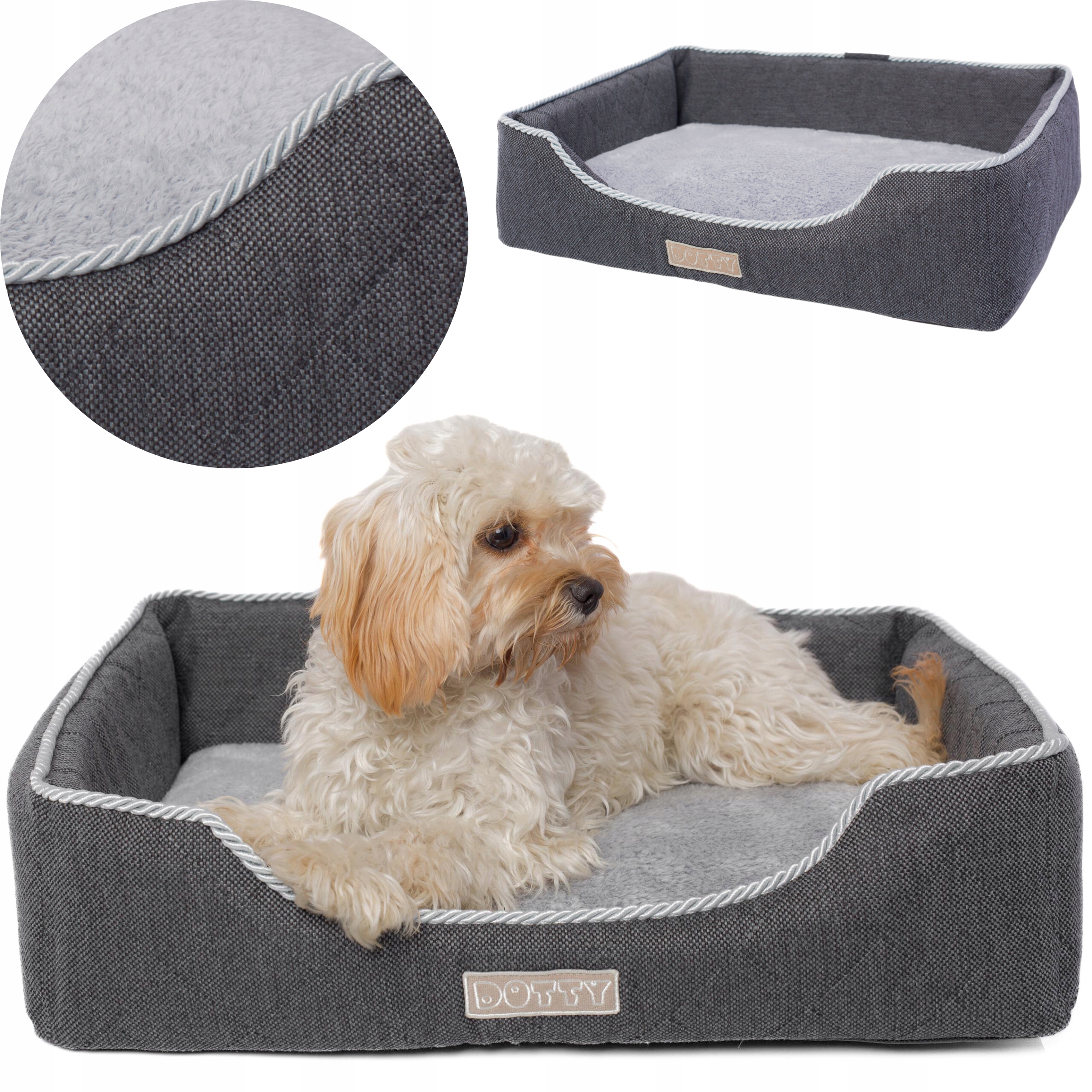 Pelíšek pro psa, pohovka, potah pro kočky Dotty grafitová prošívaná