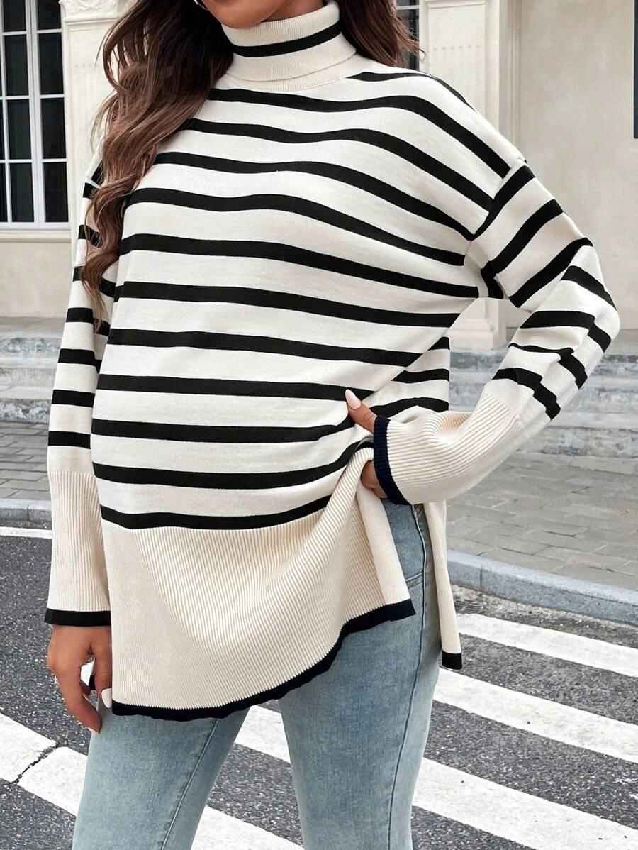 SHEIN CIĄŻOWY SWETER KONTRAST PD3 S06__L